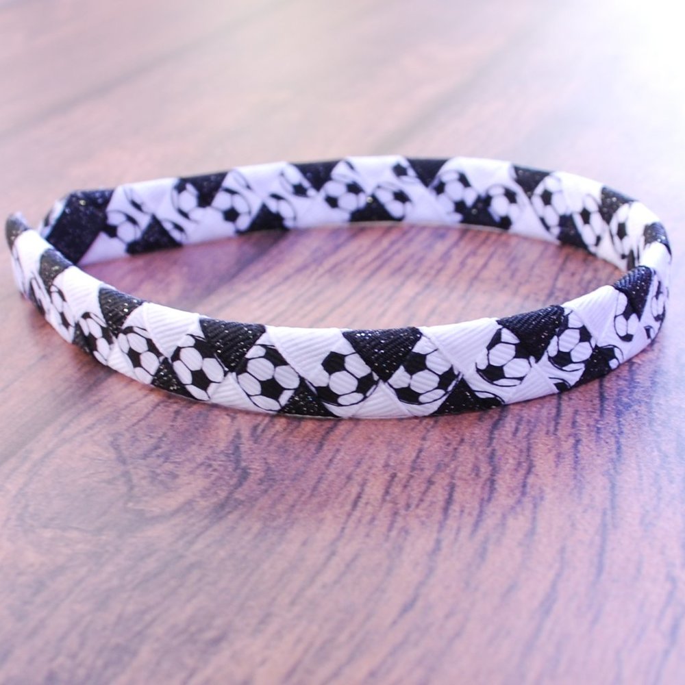 Woven Girls/Woman Headband, Soccer, Diamond Pattern